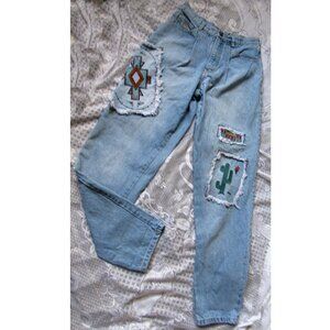 Unisex Major Damage Jeans Blue 30x33 100% Cotton, waist 29in, hip 42in,